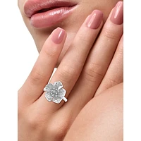 Sterling Silver & 0.01 CT. T.W. Diamond Floral Ring