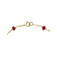 14K Yellow Gold, 8MM Freshwater Pearl & Ruby Station Bracelet