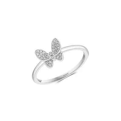 Sterling Silver and 0.08 CT. T.W. Diamond Butterfly Ring