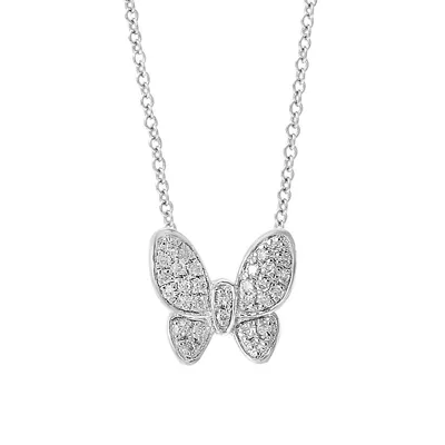 Collier à pendentif de papillon avec diamants 0,08 ct PT