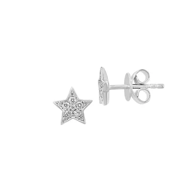 Sterling Silver & 0.16 C.T. T.W. Diamond Star Stud Earrings