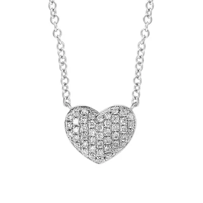 Sterling Silver & 0.13 C.T. T.W. Diamond Heart Pendant Necklace