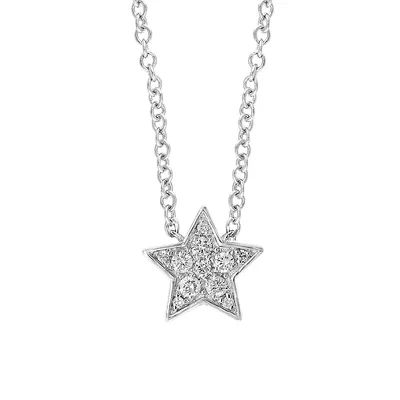 Sterling Silver & 0.16 C.T. T.W. Diamond Star Pendant Necklace