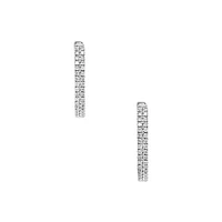 Sterling Silver & CT. T.W. Diamond Hoop Earrings