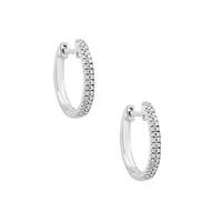 Sterling Silver & CT. T.W. Diamond Hoop Earrings