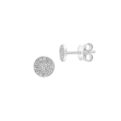 Boutons d'oreilles circulaires en argent sterling avec diamant 0,14 ct PT