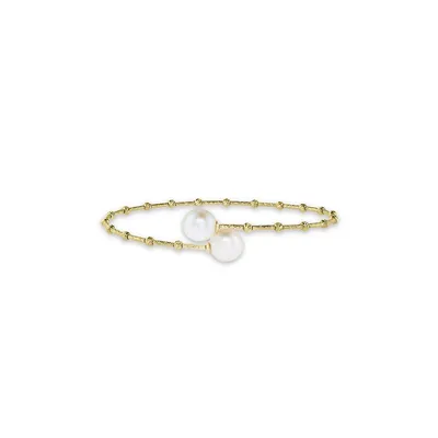 14K Yellow Gold & 8MM Freshwater Pearl Bangle Bracelet