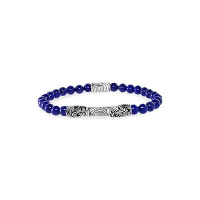 Men's Sterling Silver & Lapis Lazuli Bracelet