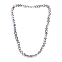 Sterling Silver & 7MM-8MM Grey Semi-Round Pearl Necklace