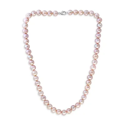 Sterling Silver & 7-8MM Pink Freshwater Pearl Necklace