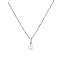 Collier à pendentif en argent sterling avec diamants 0,09 ct PT et perles d'eau douce de 6,5 à 7 mm