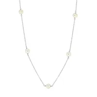 Sterling Silver & 7MM Freshwater Pearl Station Necklace