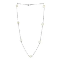 Sterling Silver & 7MM Freshwater Pearl Station Necklace