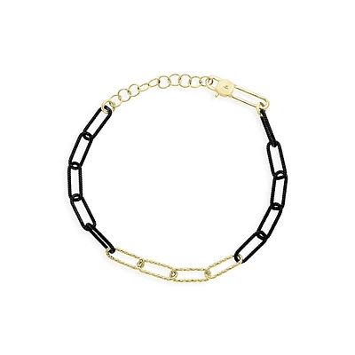 Men's 18K Yellow Gold & Black Chain Bracelet
