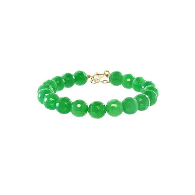 Bracelet en or jaune 14 ct avec perles de jade