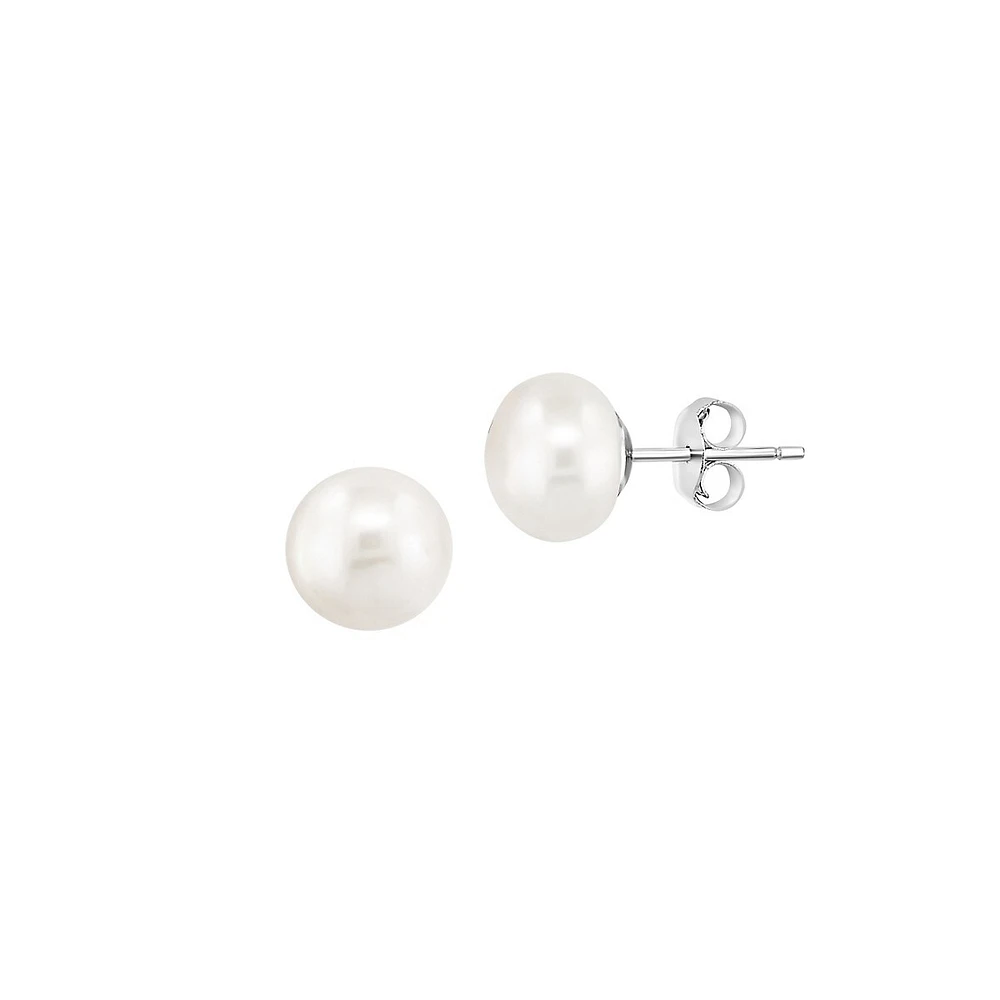 3-Piece Sterling Silver & 9MM Freshwater Pearl Stud Earring Set