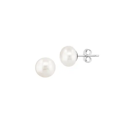 Ensemble de trois boutons d'oreilles en argent sterling avec perles d'eau douce de 9 mm
