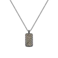 Sterling Silver Textured Dog Tag Pendant Necklace