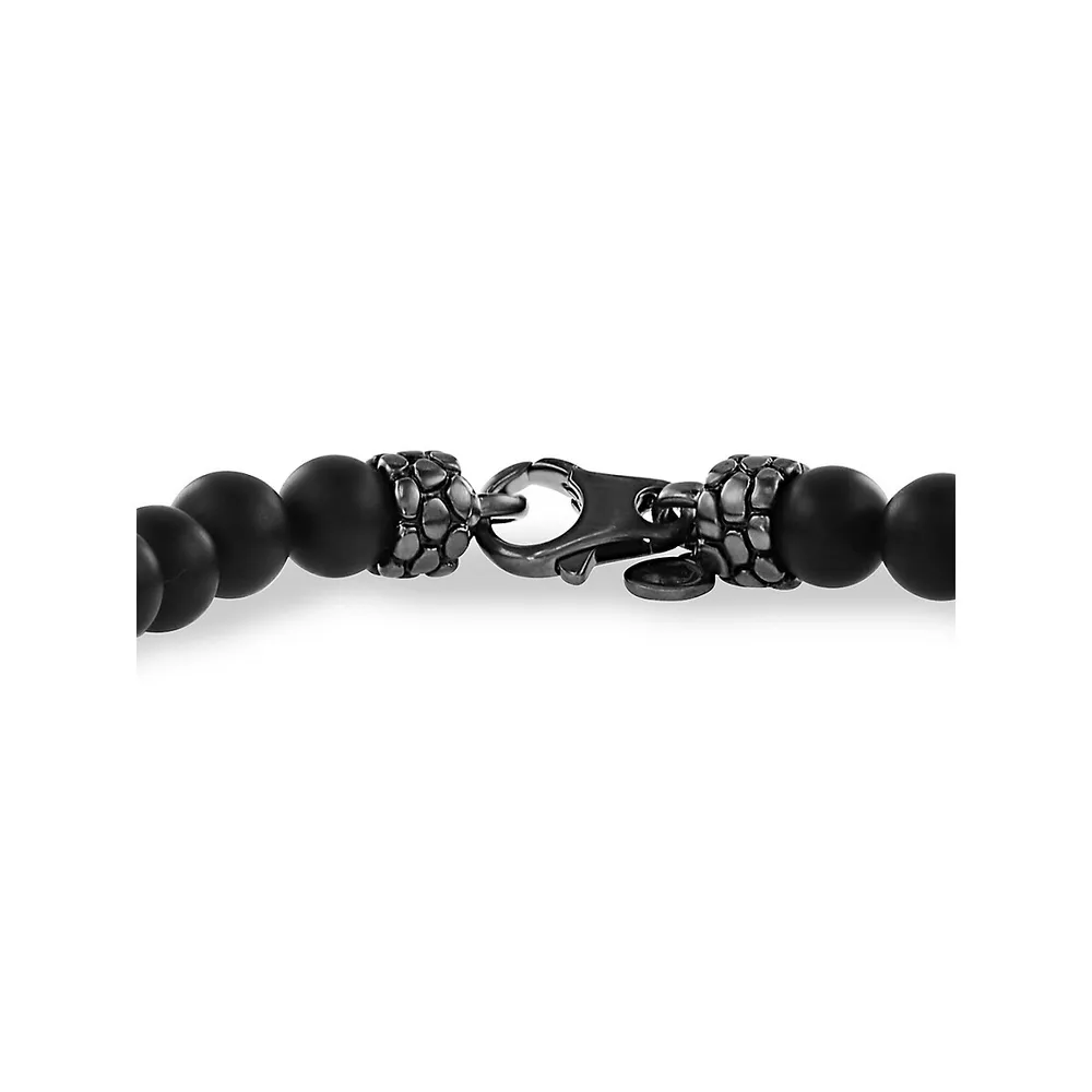 Sterling Silver & Onyx Beaded Bracelet