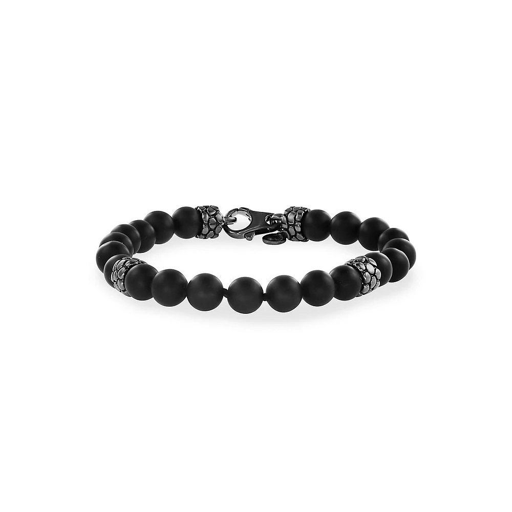 Sterling Silver & Onyx Beaded Bracelet