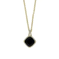 14K Yellow Gold 0.16 CT. T.W Diamond & Onyx Pendant