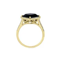 14K Yellow Gold CT. T.W Diamond & Onyx Ring