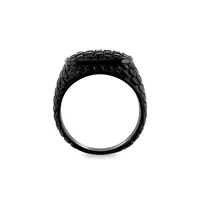 Black Rhodium-Plated Sterling Silver & Black Spinel Signet Ring
