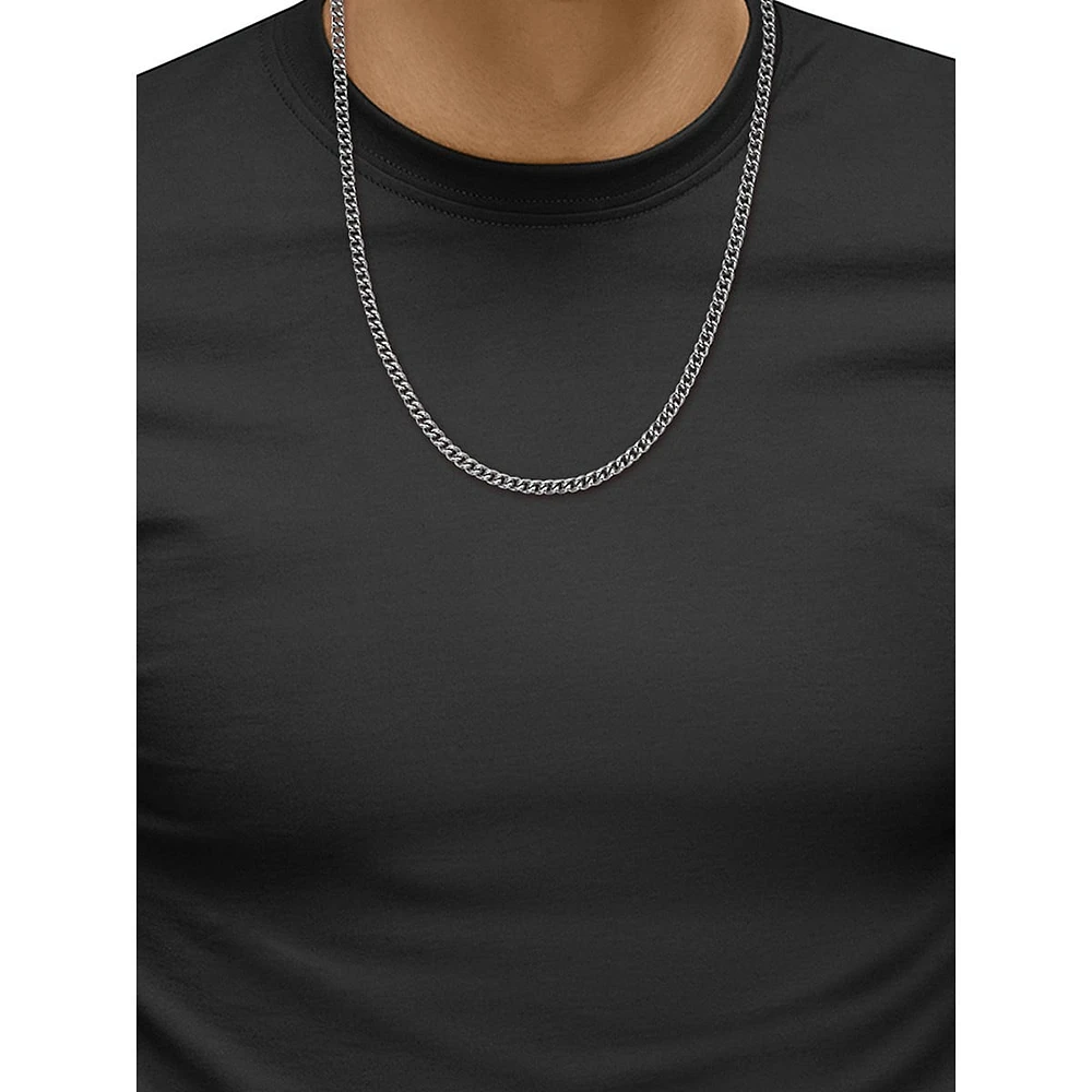 Men's Sterling Silver Curb-Link Necklace - 21-Inch