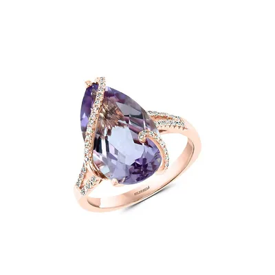 Viola 14K Rose Gold, 0.19 CT. T.W. Diamond & Pink Amethyst Ring
