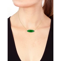 Collier en or jaune 14 carats, 0,2 ct. TW avec diamant et barre de jade teinté