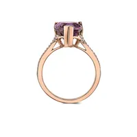 14K Rose Gold, 0.12 CT. T.W. Diamond, & Teardrop Amethyst Ring