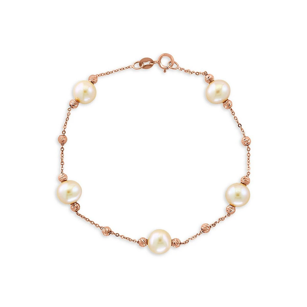 Pearls 14K Rose Gold Pink 7MM Freshwater Pearl Bracelet