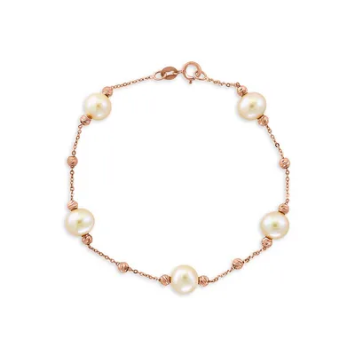 Pearls 14K Rose Gold Pink 7MM Freshwater Pearl Bracelet