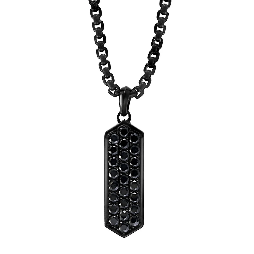 Men's Sterling Silver & Black Spinel Drop Pendant Necklace