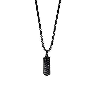 Men's Sterling Silver & Black Spinel Drop Pendant Necklace