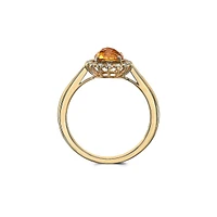 Bague en or jaune 14 ct avec citrine et diamants 0,06 ct PT