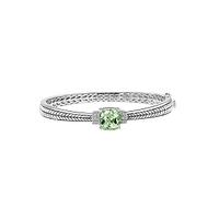 Sterling Silver, Green Amyethst & 0.06 CT. T.W. Diamond Bangle Bracelet