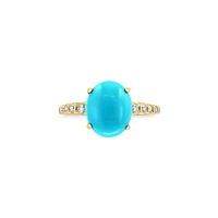Turquesa 14K Yellow Gold, 0.18 CT. T.W. Diamond & Turquoise Ring