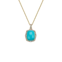 Collier en or jaune 14 ct à pendentif avec diamants de 0,28 ct (PT) et turquoise