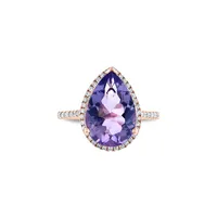 Bague en or rose 14 ct avec améthyste et diamant 0,35 ct PT Viola