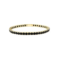 Men's Gold Over Sterling Silver & Black Spinel Chain Bracelet