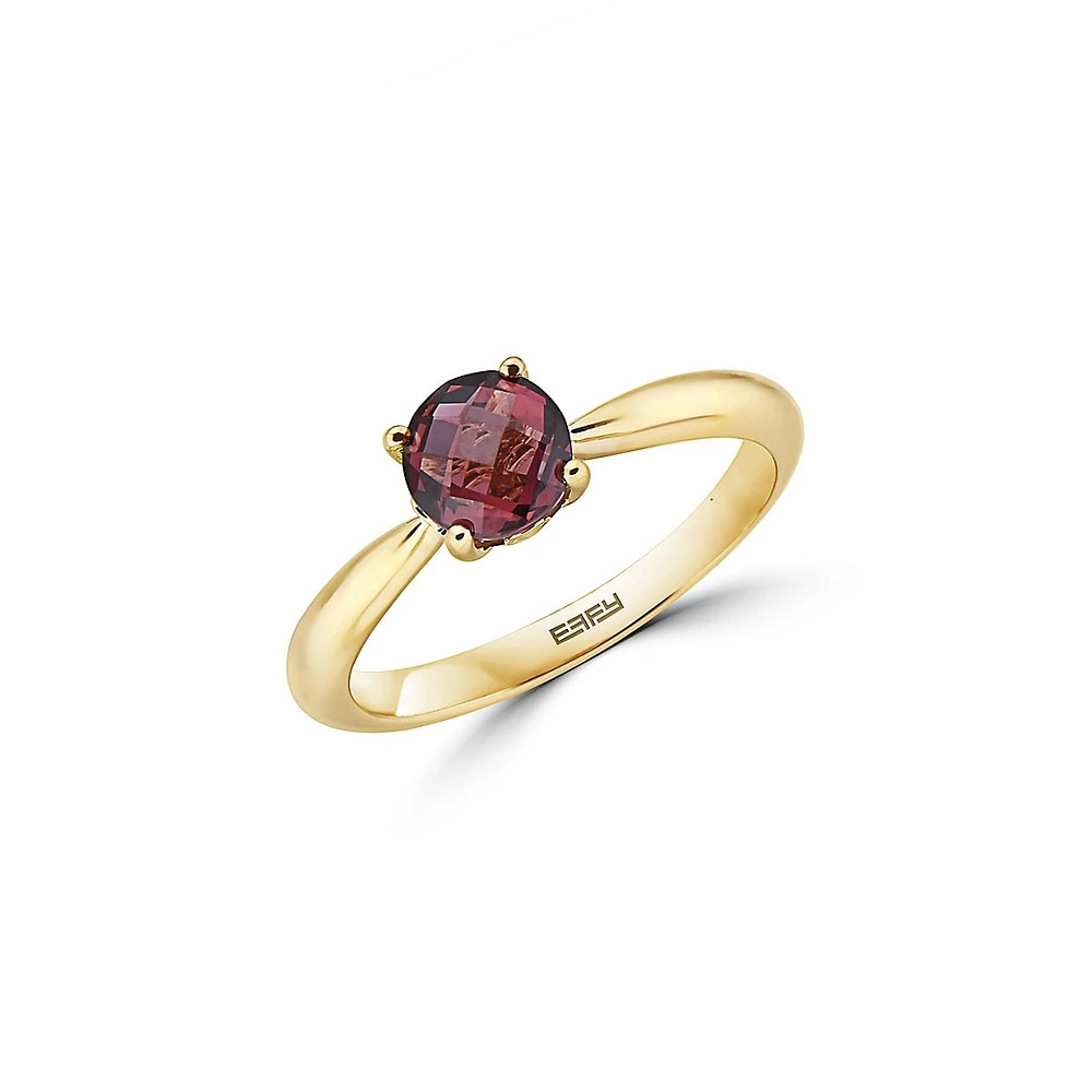 14K Yellow Gold & Garnet Solitaire Ring