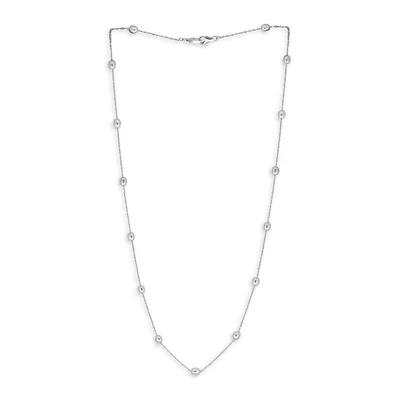 Sterling Silver & 5MM Freshwater Pearl Station Necklace