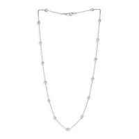 Sterling Silver & 5MM Freshwater Pearl Station Necklace