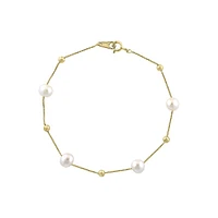 Goldplated Sterling Silver & 6MM Freshwater Pearl Station Bracelet