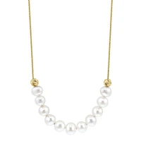 Gold Over Sterling Silver & 5.5MM Freshwater Pearl Necklace