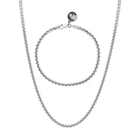 Men's 2-Piece Sterling Silver Necklace & Bracelet Set