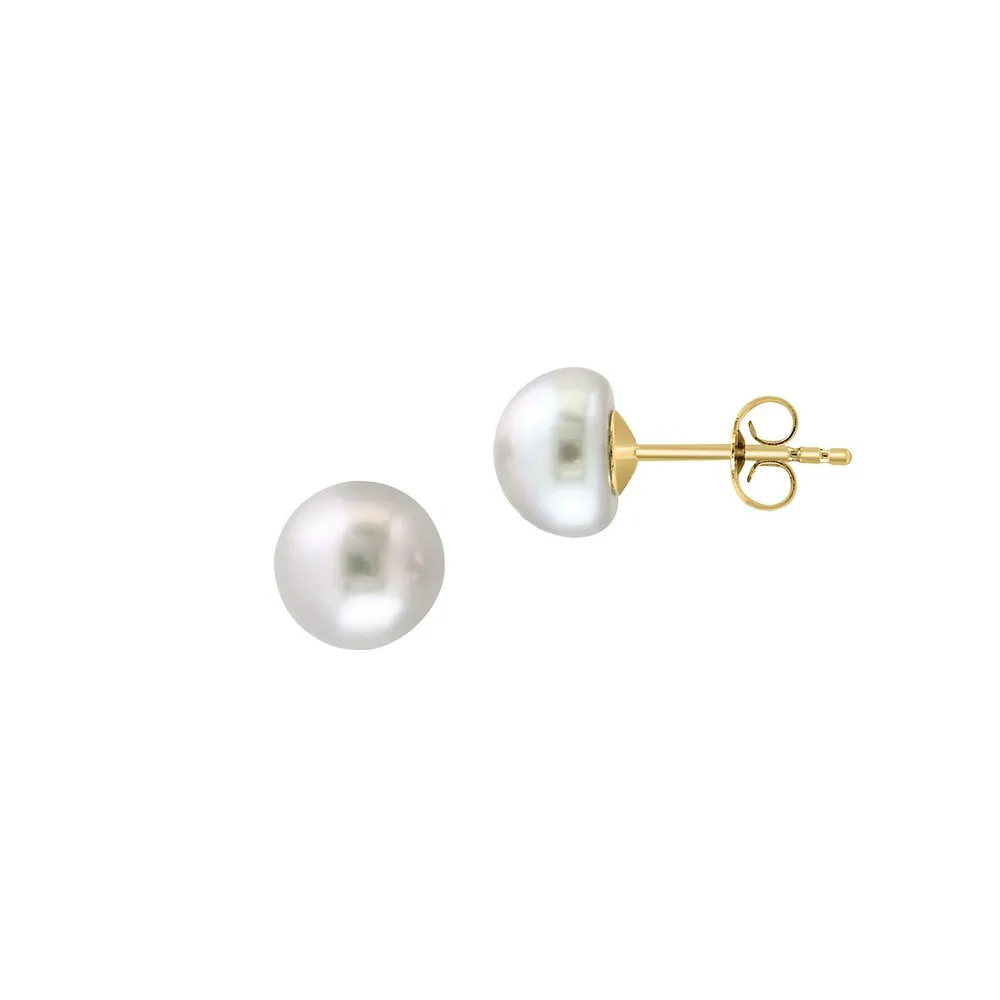 3-Piece Sterling Silver & 8MM Freshwater Pearl Stud Earring Set