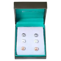 3-Piece Sterling Silver & 8MM Freshwater Pearl Stud Earring Set
