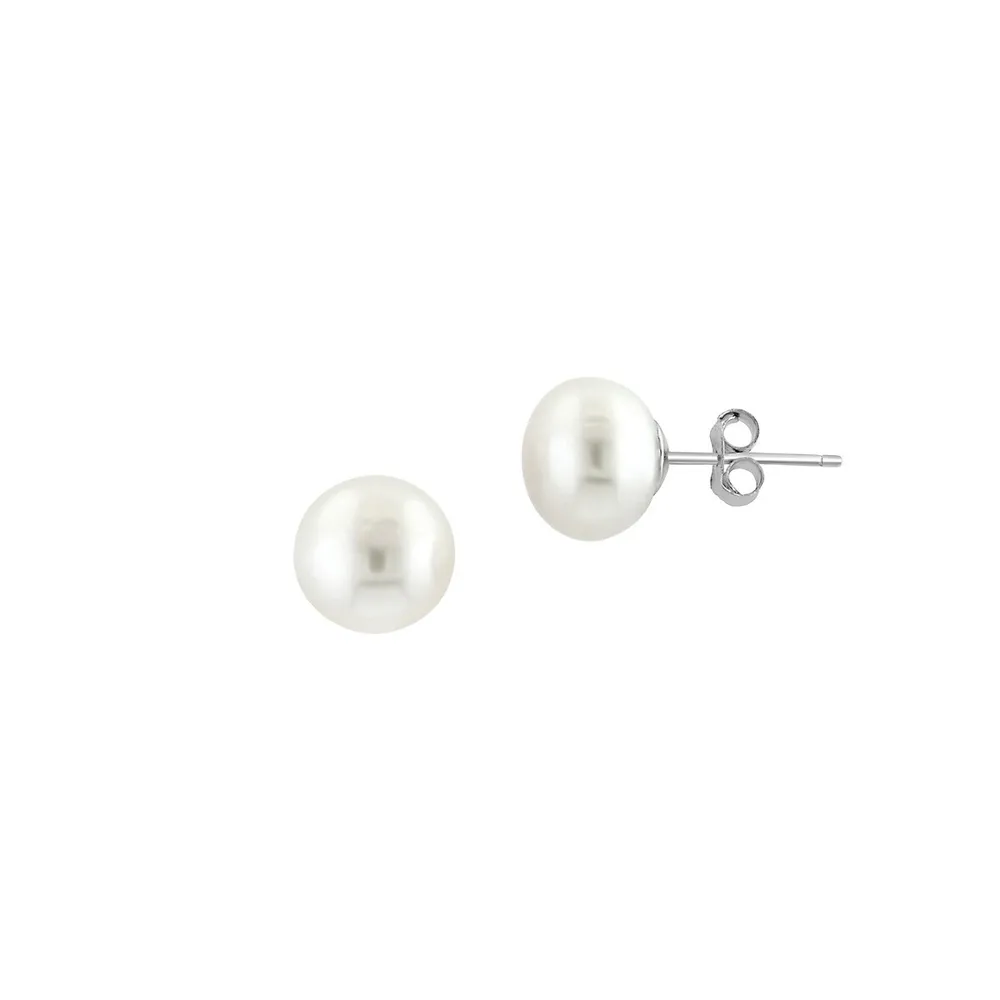 3-Piece Sterling Silver & 6MM-10MM Freshwater Pearl Stud Earring Set